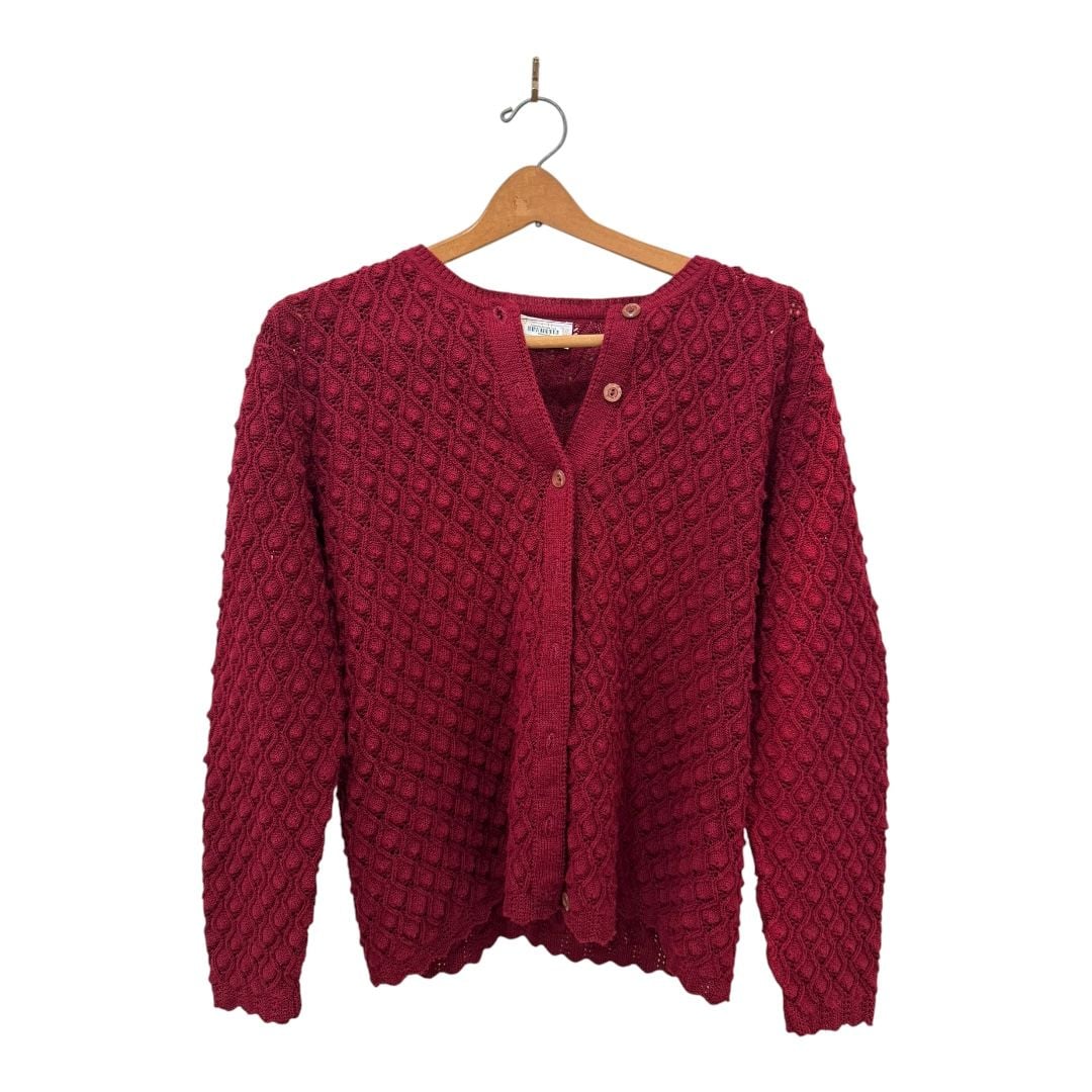 Vintage 1960s Maroon Knit Cardigan